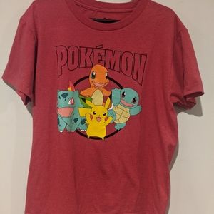 Kids Pokemon Tshirt Red Medium 1st Gen Starters w/ Pikachu